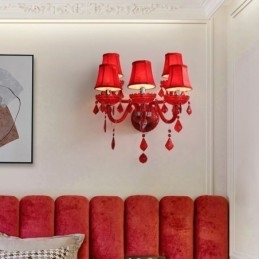 Aplice de perete de culoare roșie European Crystal Sconce