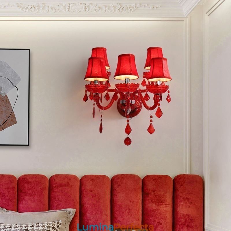 Aplice de perete de culoare roșie European Crystal Sconce