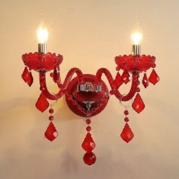 Aplice de perete European Crystal Sconce Lumina de culoare rosie