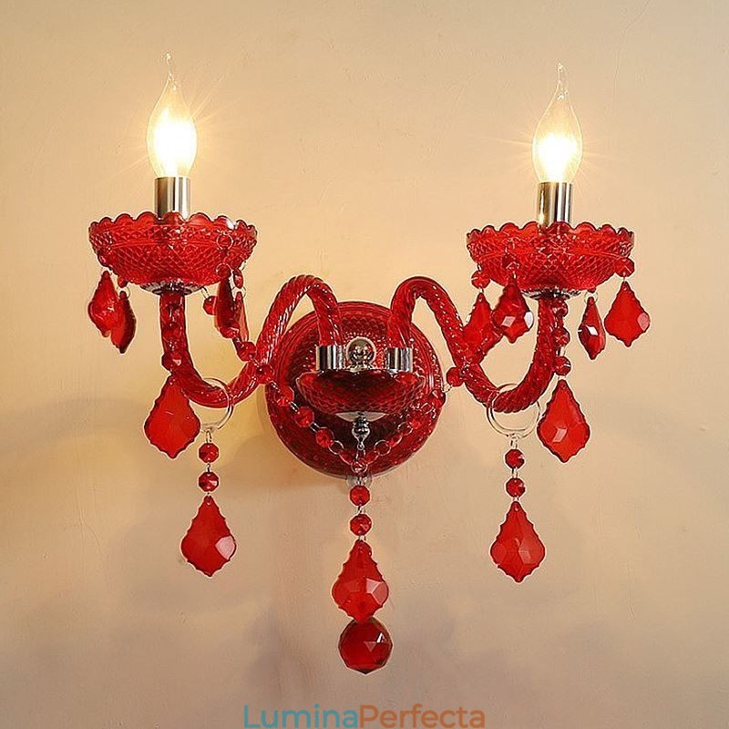 Aplice de perete European Crystal Sconce Lumina de culoare rosie