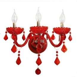 Aplice de perete European Crystal Sconce Lumina de culoare rosie
