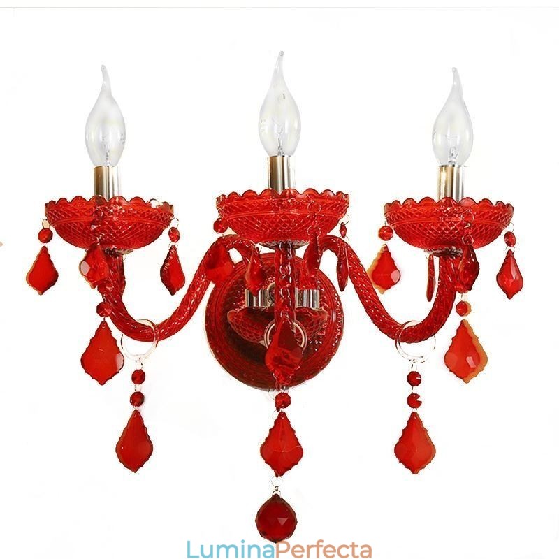 Aplice de perete European Crystal Sconce Lumina de culoare rosie