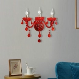 Aplice de perete European Crystal Sconce Lumina de culoare rosie