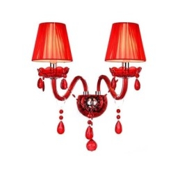 Aplic european de perete de cristal de culoare rosie