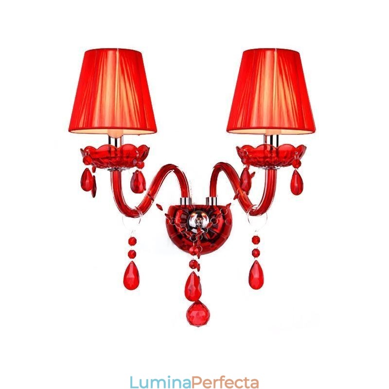Aplic european de perete de cristal de culoare rosie