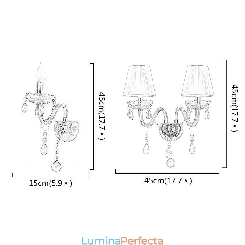 Aplic european de perete de cristal de culoare rosie