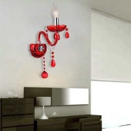 Aplic european de perete de cristal de culoare rosie
