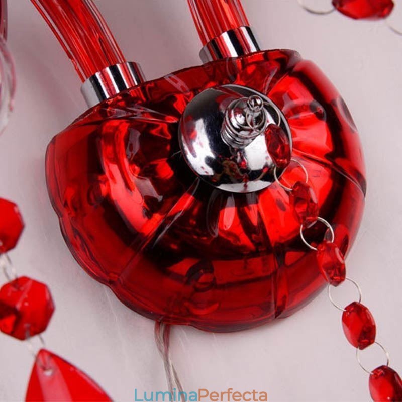 Aplic european de perete de cristal de culoare rosie