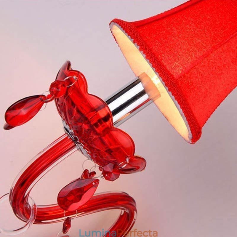Aplic european de perete de cristal de culoare rosie