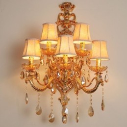 Applique de perete europeană de lux din cristal din aliaj de zinc, culoar cu cinci lumini
