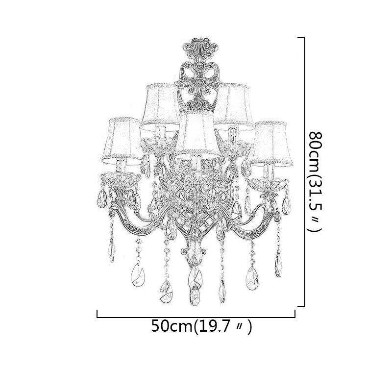 Applique de perete europeană de lux din cristal din aliaj de zinc, culoar cu cinci lumini