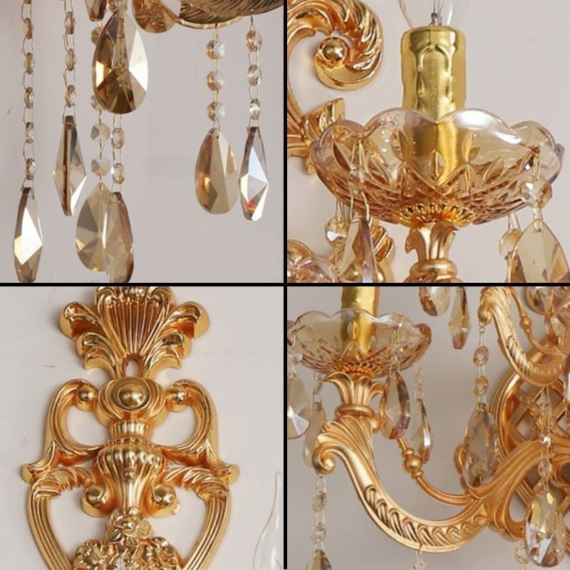 Applique de perete europeană de lux din cristal din aliaj de zinc, culoar cu cinci lumini
