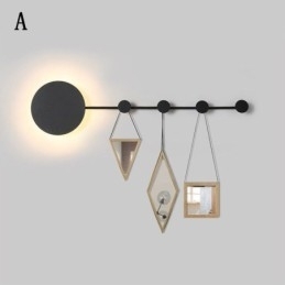 Aplică de perete modernă Aplică circulară de perete cu cârlig negru Iluminat de noptieră