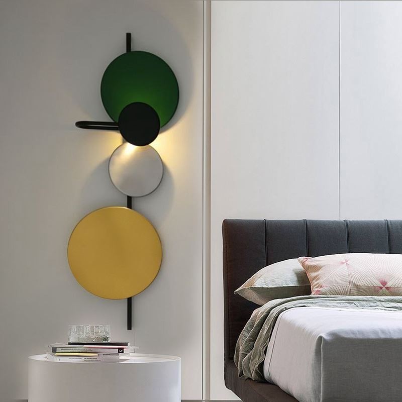 Aplică de perete modernă Aplică circulară de perete Iluminat de casă colorat Iluminat de noptieră