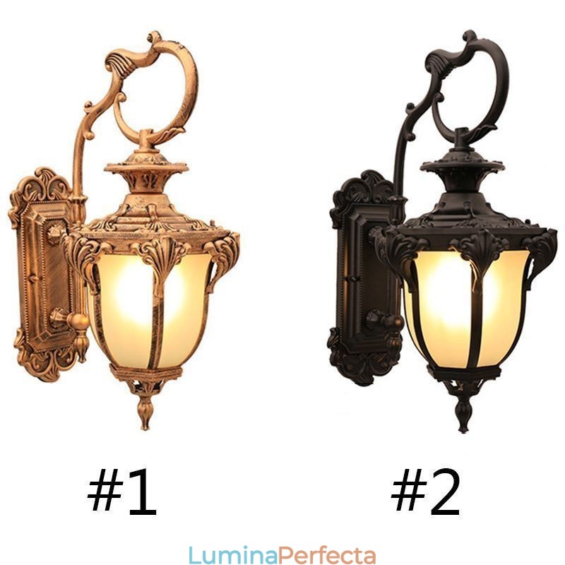 Lumină de exterior europeană retro, cioplită, rezistentă la apă, coridor din curte