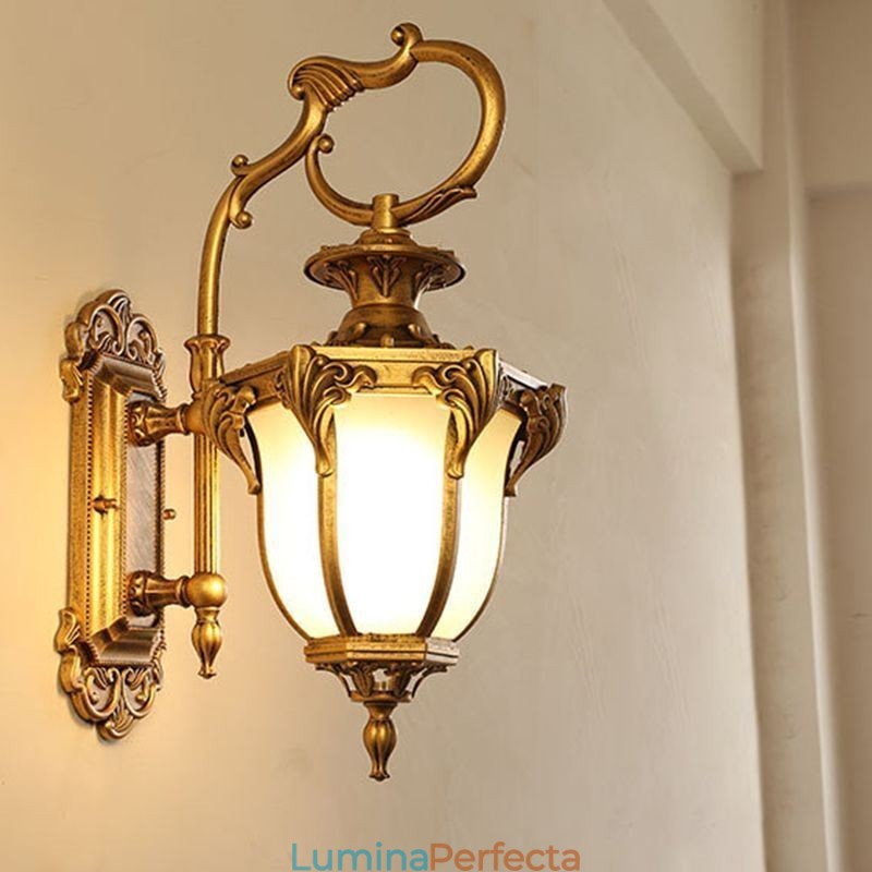Lumină de exterior europeană retro, cioplită, rezistentă la apă, coridor din curte