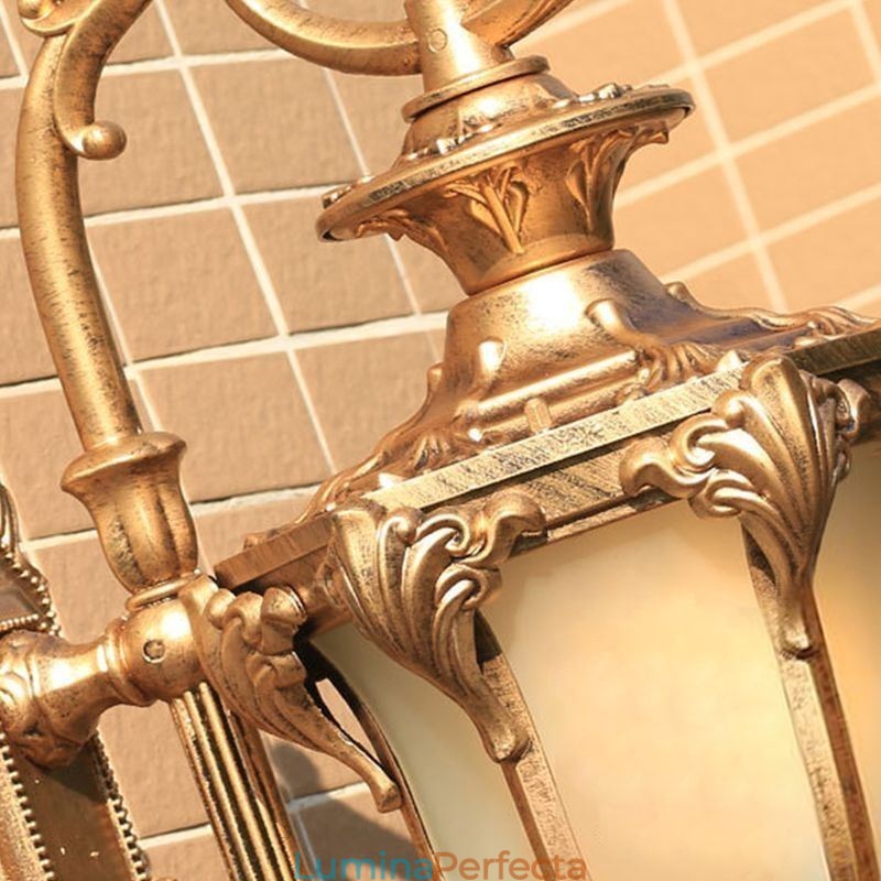 Lumină de exterior europeană retro, cioplită, rezistentă la apă, coridor din curte