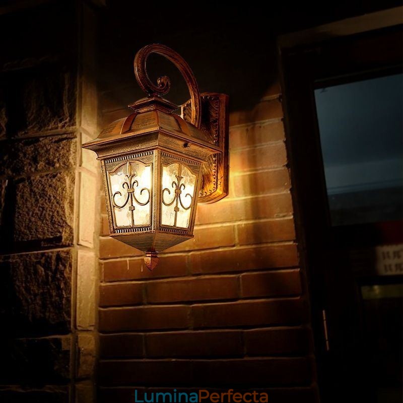 Aplice de perete de exterior retro europeană, aplice de perete cu flori cu săgeată