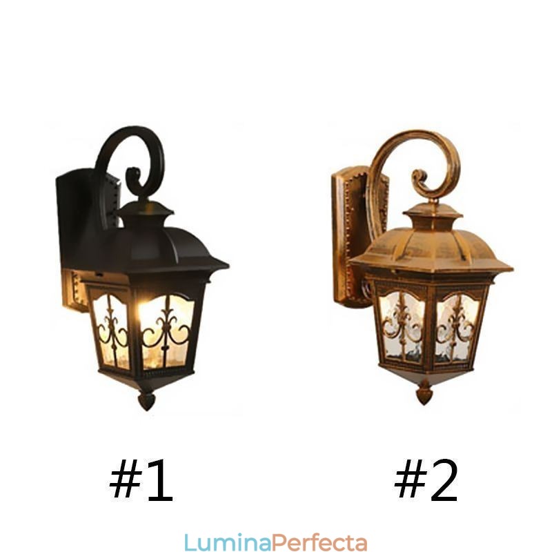 Aplice de perete de exterior retro europeană, aplice de perete cu flori cu săgeată