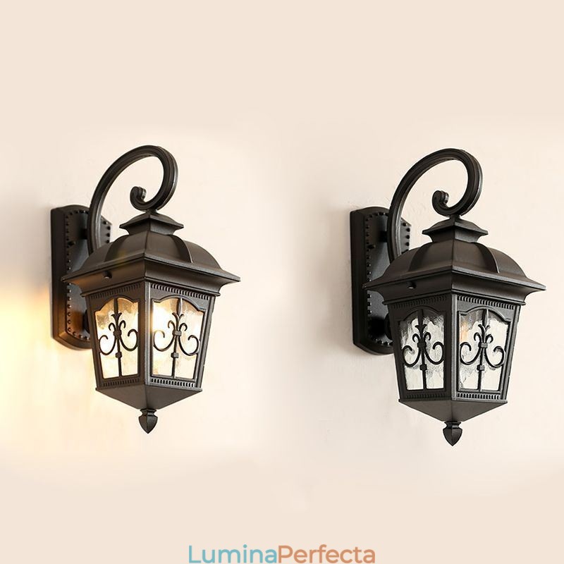 Aplice de perete de exterior retro europeană, aplice de perete cu flori cu săgeată