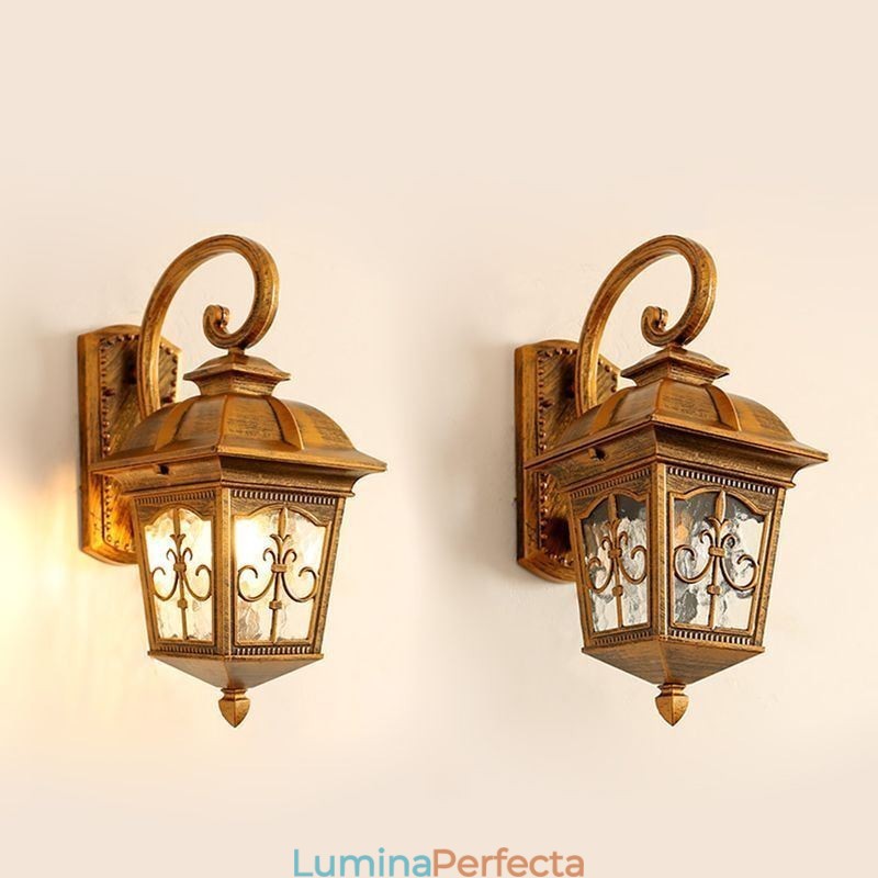 Aplice de perete de exterior retro europeană, aplice de perete cu flori cu săgeată
