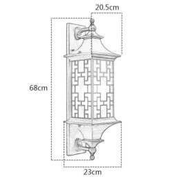 Lampă de perete chinezească de exterior cu grilă de fereastră impermeabilă