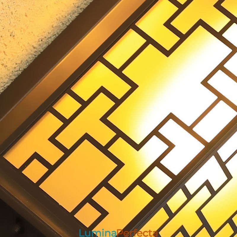 Lampă de perete chinezească de exterior cu grilă de fereastră impermeabilă