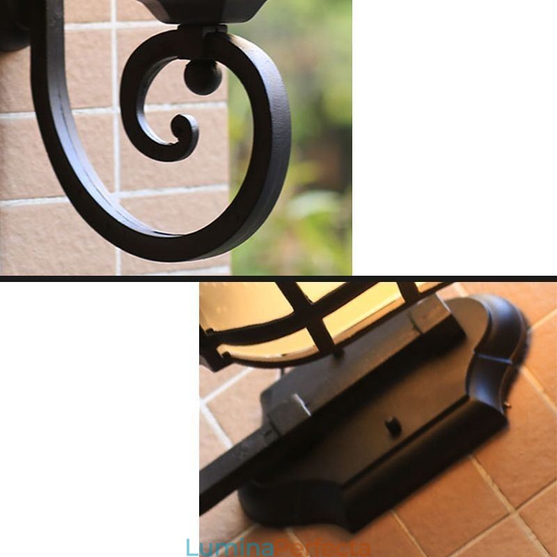 Lampă europeană de perete retro Lampă de exterior cu un singur cap, sticlă mată, rezistentă la apă