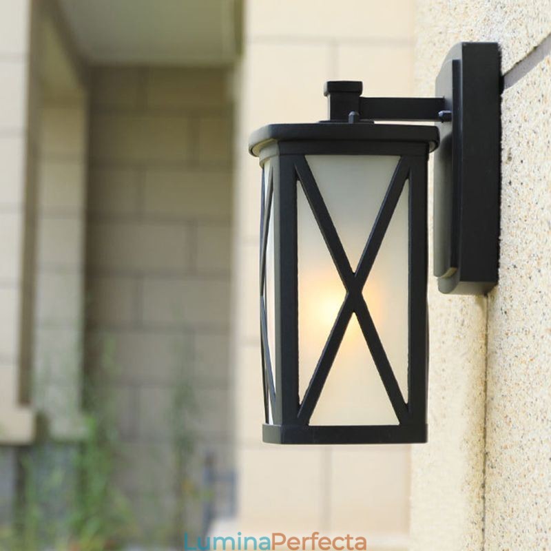 Lumină de exterior, modernă, simplă, impermeabilă, coloană pătrată, perete, coridor de curte
