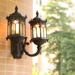 Lampă europeană de perete de exterior, dublă, rezistentă la apă