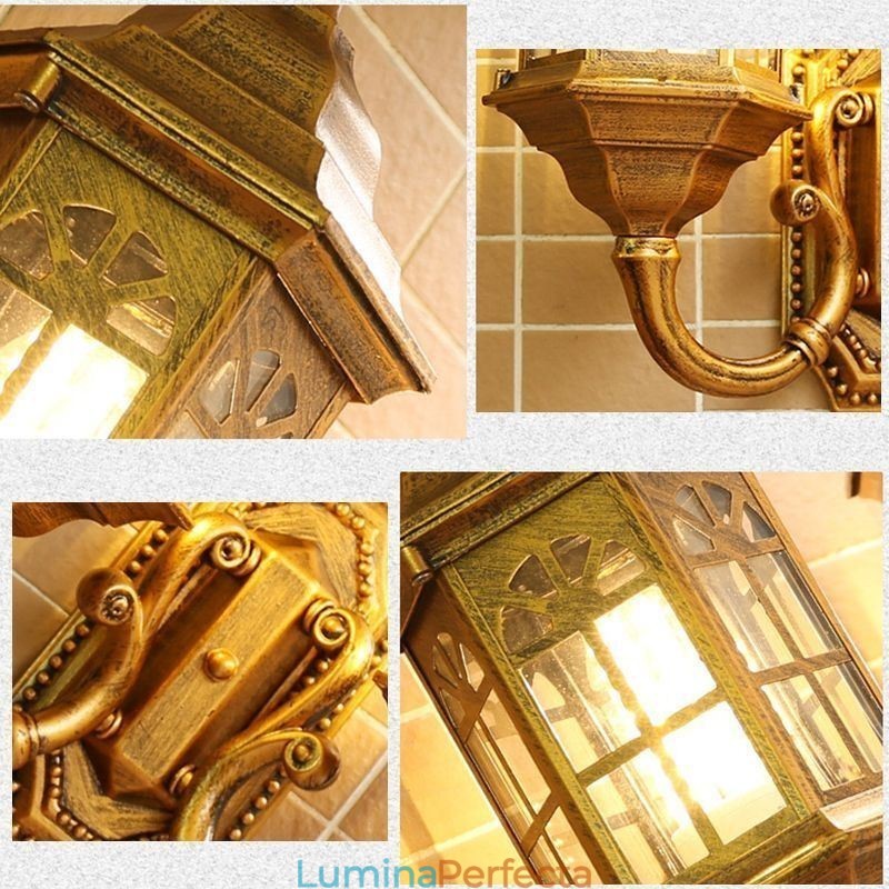 Lampă europeană de perete de exterior, dublă, rezistentă la apă