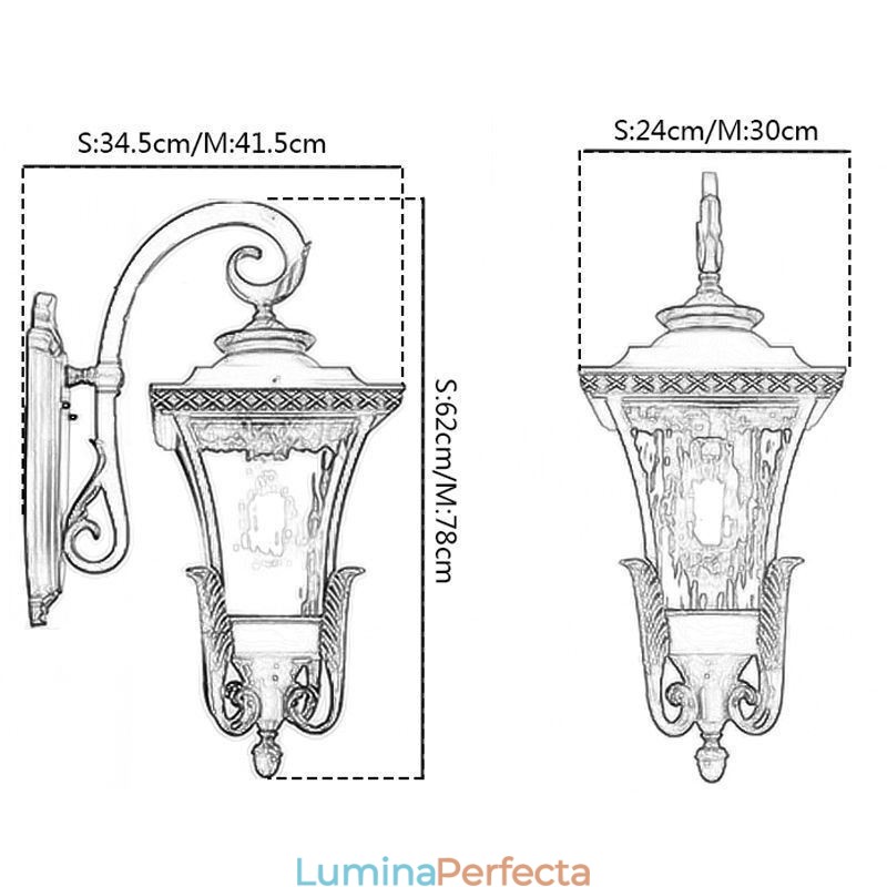 Lumină de exterior chinezească, cu un singur cap, sticlă impermeabilă, pe coridor pentru curte