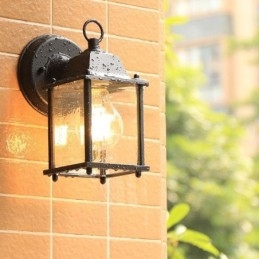 Aplic de perete de exterior european, coloană pătrată rezistentă la apă, pentru curte, grădină, balcon