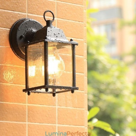 Aplic de perete de exterior european, coloană pătrată rezistentă la apă, pentru curte, grădină, balcon