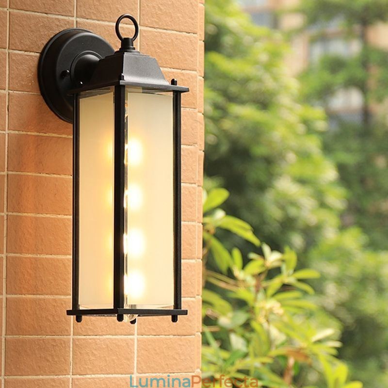 Aplic de perete de exterior european, coloană pătrată rezistentă la apă, pentru curte, grădină, balcon