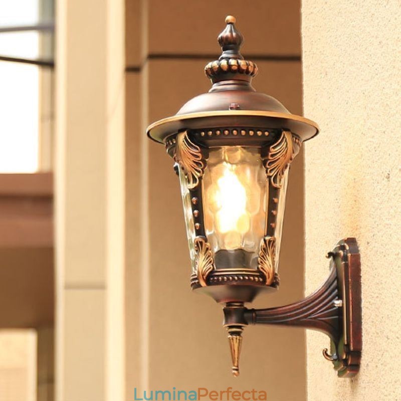 Aplic de perete de exterior, retro european, cioplit, rezistent la apă, grădină, balcon, curte