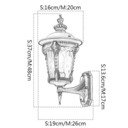 Aplic de perete de exterior, retro european, cioplit, rezistent la apă, grădină, balcon, curte