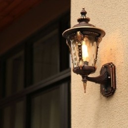 Aplic de perete de exterior, retro european, cioplit, rezistent la apă, grădină, balcon, curte