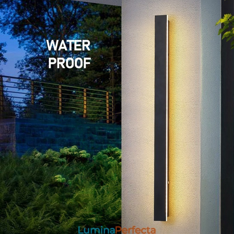 Aplică de perete modernă lungă de exterior aplice de perete IP 44 pentru verandă, terasă, grădină