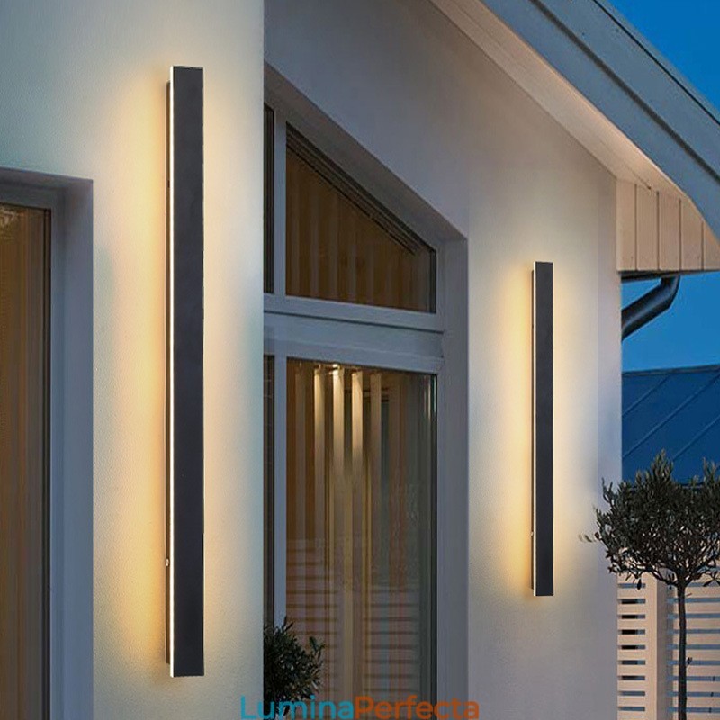 Aplică de perete modernă lungă de exterior aplice de perete IP 44 pentru verandă, terasă, grădină
