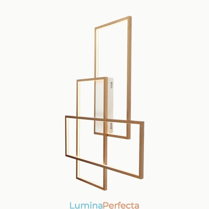 Plafoniera cu pictură din aluminiu, modernă, contemporană, aurie, cu montare încastrabilă, cu dimmer cu telecomandă pentru camera de zi (poate fi folosită și ca lumină de perete)