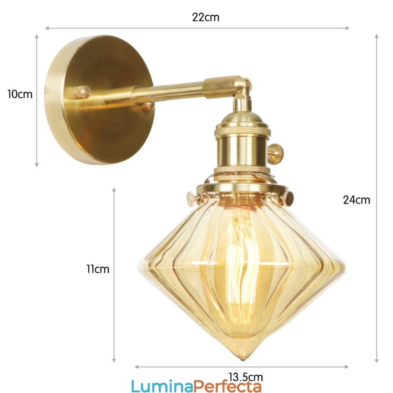 Lampă de perete modernă cu abajur din sticlă