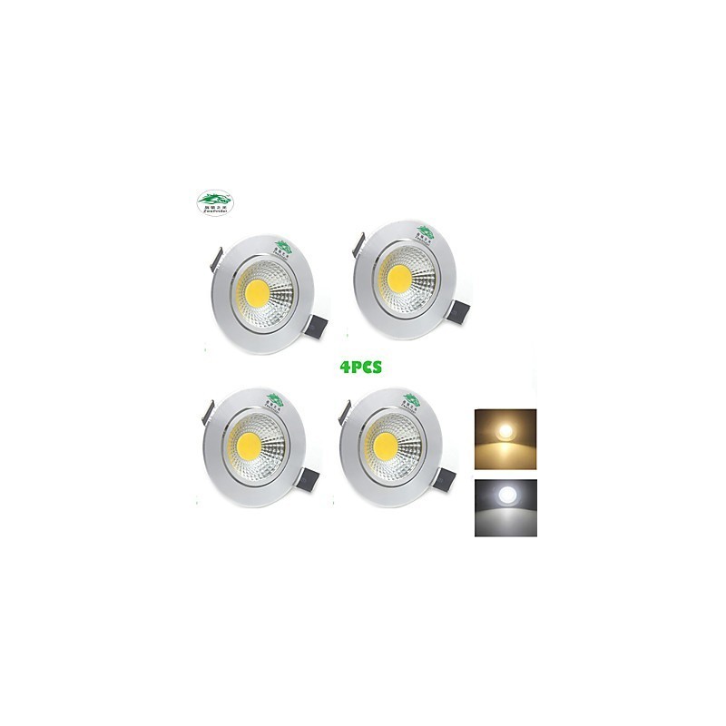 4 bucăți Zweihnder 3W 300Lm COB Plafoniera Downlight Lumină albă caldă