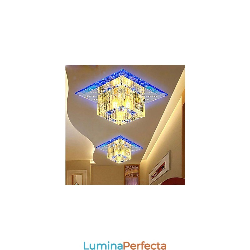 Plafoniera Mini Crystal Spot SMD 3W Lampă Creativă Tubă Lumină Colorată Cupolă pătrată