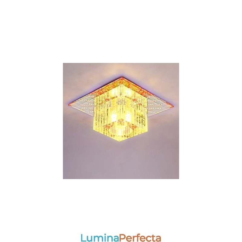Plafoniera Mini Crystal Spot SMD 3W Lampă Creativă Tubă Lumină Colorată Cupolă pătrată