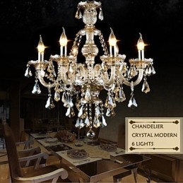 Candelabru Culoare Cognac Cristal Modern 6 Lumini Contemporan Sticla