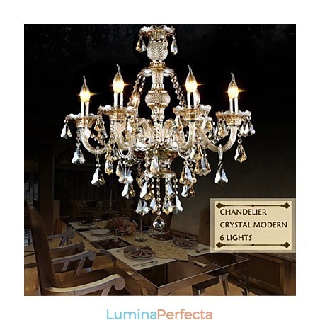 Candelabru Culoare Cognac Cristal Modern 6 Lumini Contemporan Sticla Candelabru Culoare Cognac Cristal Modern 6 Lumini Contemporan Sticla
