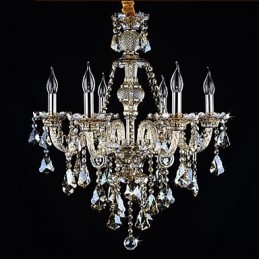 Candelabru Culoare Cognac Cristal Modern 6 Lumini Contemporan Sticla