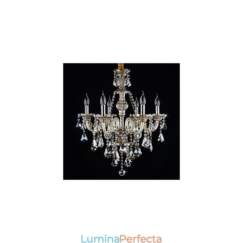 Candelabru Culoare Cognac Cristal Modern 6 Lumini Contemporan Sticla