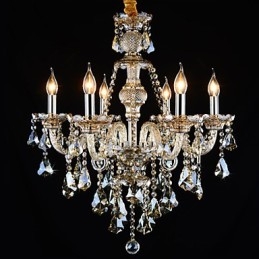 Candelabru Culoare Cognac Cristal Modern 6 Lumini Contemporan Sticla
